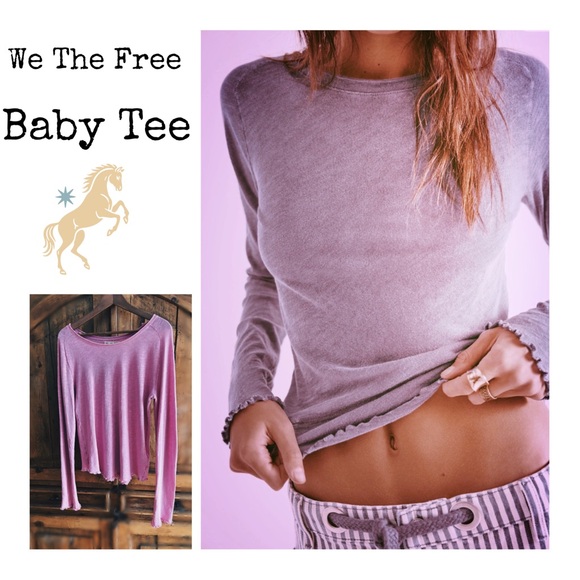 We The Free Long Sleeve Baby Tee | XL NWT Matte Bubble Gum Pink - Picture 2 of 9